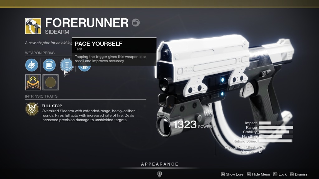 The Forerunner in Destiny 2 is a Kinetic Exotic sidearm that is based on the famous Magnum in Halo: Combat Evolved. 