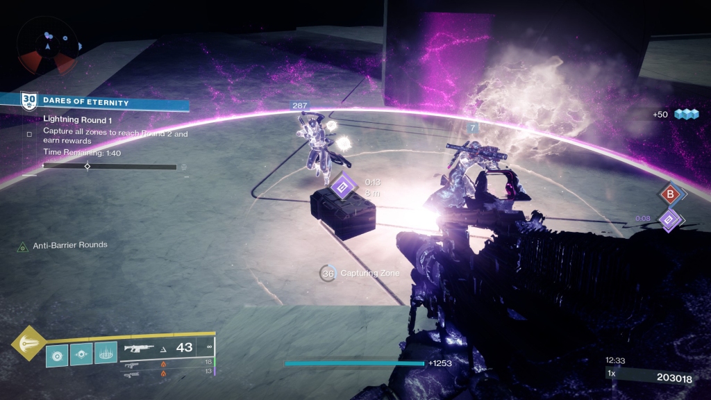 Capture two zones in the first stage of the Lightning Round in Destiny 2 Dares of Eternity.